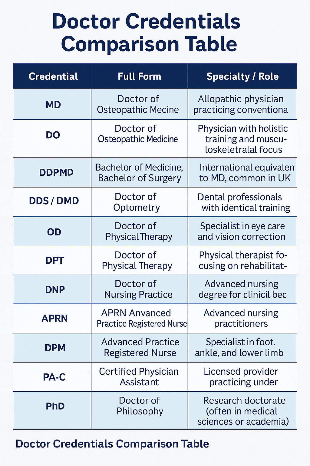 Common Doctor Credentials and Abbreviations